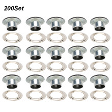 200 Sets 6mm Ösen-Schnallen Grommets für Leder Schuhe Taschen DIY Schwarz & Weiß