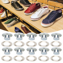 200 Sets 6mm Eyelet Buckles Leather Grommets for Shoes, Bags, White