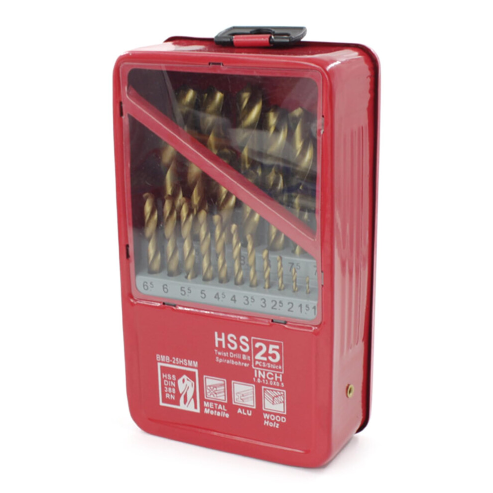 1-13Mm Twist Drill Bit Set For Steel Wood Metal Copper High Speed Steel Drill Bits Hss Drill Bits(25Pc) Wood Drill Set 9067246737733