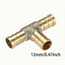 (12mm(0.47in) 3pcs Brass Barb Tee Fittings 1/4" 5/16" 3/8" 1/2" T-Shaped 3 Ways Hose Pipe Fitting 6/8/10/12mm Pagoda Connector For Water/Fuel/Air