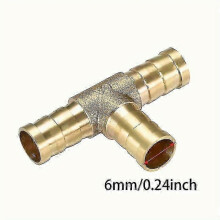 (6mm(0.24in) 3pcs Brass Barb Tee Fittings 1/4" 5/16" 3/8" 1/2" T-Shaped 3 Ways Hose Pipe Fitting 6/8/10/12mm Pagoda Connector For Water/Fuel/Air