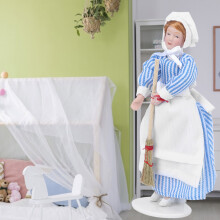 1:12 Miniature Porcelain Chef Doll with Stand - Poseable Limbs
