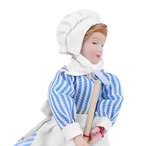 1:12 Miniature Porcelain Chef Doll with Stand - Poseable Limbs 2