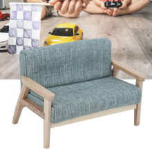 Mini Toy Dollhouse 1:12 Scale Wooden Wooden Armchair &amp; Soft Fabric Sofa