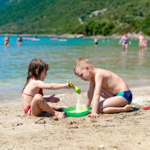 Setaccio per sabbia da spiaggia, setaccio per sabbia in plastica per giocattoli da spiaggia per bambini, filtro per sabbia resistente e colorato per