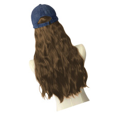 Natural Wigs Baseball Caps with Long Length Wavy Hair for-C