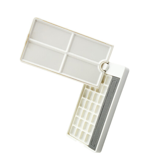 Roating Palette Case Paint Palette Tray Empty Watercolor-White