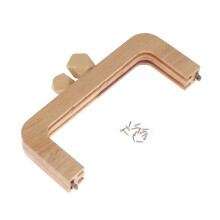 7.72" Length Wooden Purse Frame Kiss Clasp Lock DIY Bag- Ivory