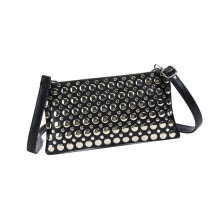 Casual Shoulder Bag Casual Handbag With Dot Studs-Black