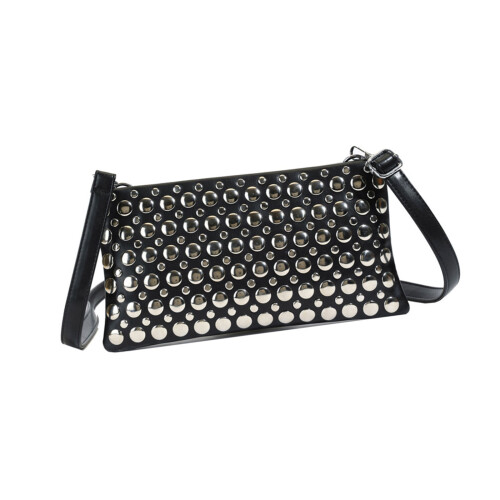 Casual Shoulder Bag Casual Handbag With Dot Studs-Black