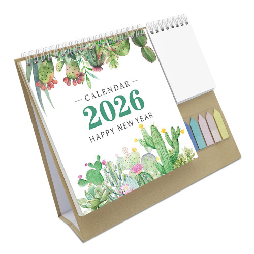 026 Tischkalender, Januar bis Dezember,-K01 Kaktus