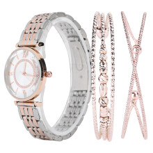 Damen-Uhrensatz Schmuck Geschenk Silber Pink Weiß Schwarz Legierung