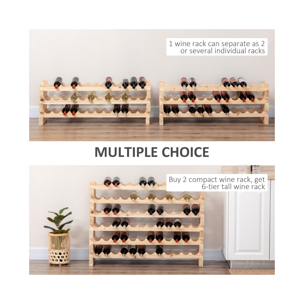 Natural Wood Wine Rack 36 Bottle Three-Tier Stand for Home Bar and Kitchen Storage - Elegant Design-image-OPC-PMZCG7F-NEW