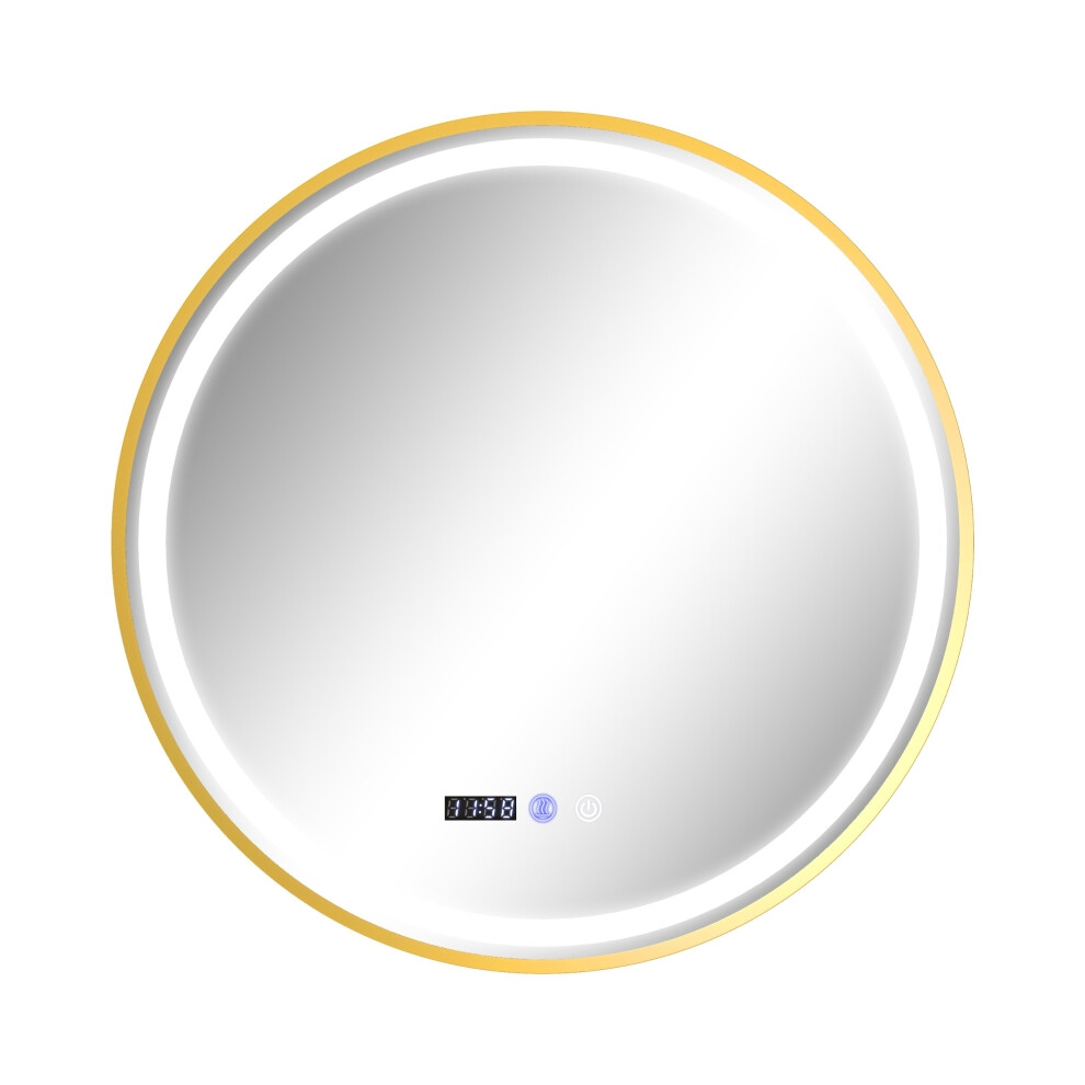 Gold Tone 60cm LED Bathroom Mirror Anti-Fog Bright Illumination Touch Control Perfect for Home & Spa Bathrooms-image-OPC-PMZCGDQ-NEW
