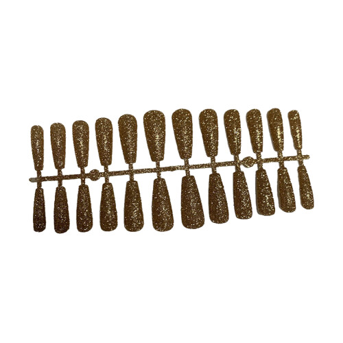 (gold) 24 Pieces False Nails Artificial Nail Tips Coffin Pattern Fingernail 1