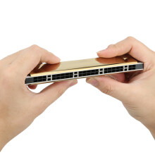 24-Hole D Key Diatonic Harmonica Gold/Black 1.2mm Brass Base