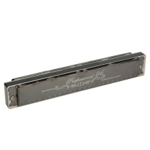 Professional G Key 24-Hole Harmonica with Brass Base Plate, Black & Gold