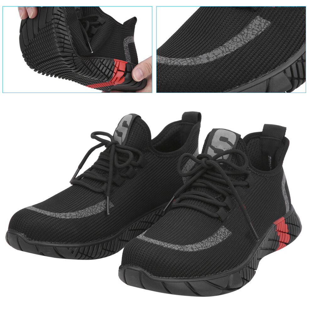 Steel Toe Safety Shoes Construction Work Sneakers Men, Size 42, Black-image-OPC-PMZD656-NEW