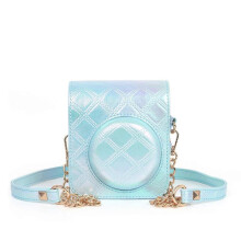 (Blue) PU Leather Camera Case Bag Protective Cover for Mini 12 Instants Camera Case with Removable Straps White