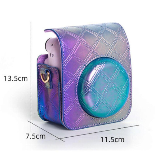 (White) PU Leather Camera Case Bag Protective Cover for Mini 12 Instants Camera Case with Removable Straps  White 2