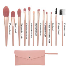 12pcs Soft Artificial Fiber Makeup Brush Set for Face Eyes Lips Cosmetics