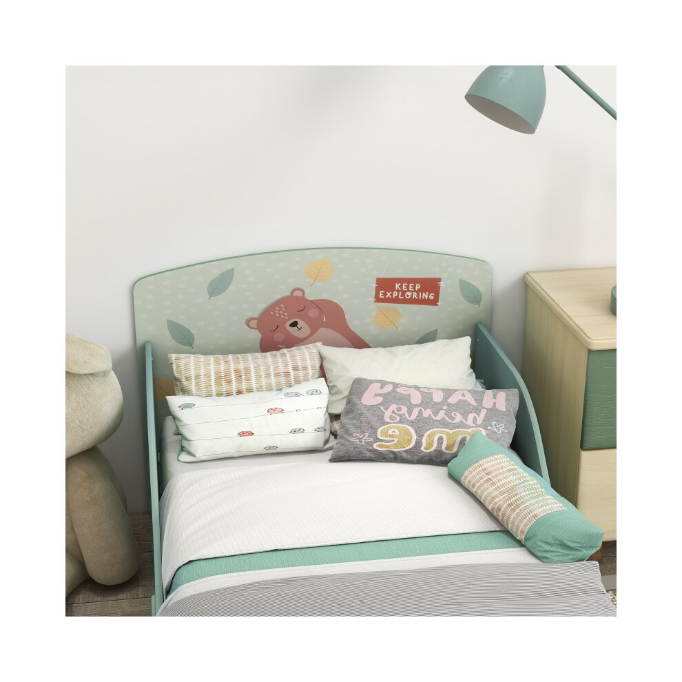 Green Toddler Bed Frame for Kids 3-6 Durable Wooden Bed Children's Bedroom Furniture Safe Comfortable Sleep Space Easy Setup-image-OPC-PMZD8PN-NEW