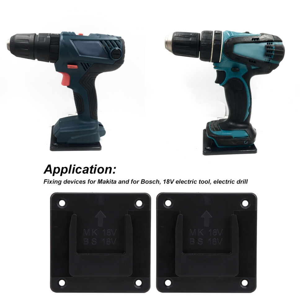 2Pcs Wall Mount Storage Brackets Fixing Devices For 18V Electric Tools Black 9301361652237