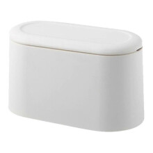 (White) Mini Trash Can With Lid - Removable Small Garbage Can, Tiny Plastic Trash Bin
