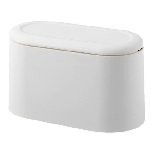 (White) Mini Trash Can With Lid - Removable Small Garbage Can, Tiny Plastic Trash Bin