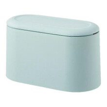 (Blue) Mini Trash Can With Lid - Removable Small Garbage Can, Tiny Plastic Trash Bin