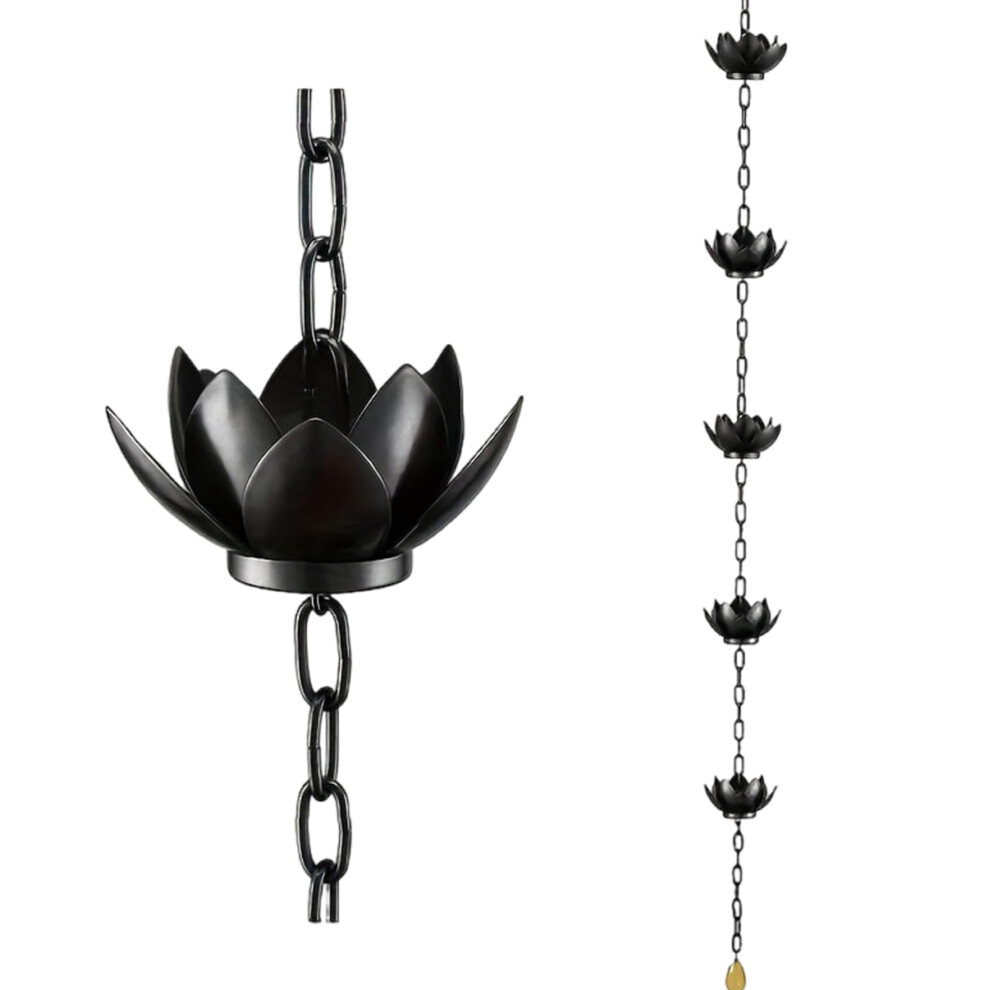 Flower Rain Chain For Gutters With Adapter Flower Rain Chain Cups Gutter Downspout Water Home Display Adjustable 9339159245491