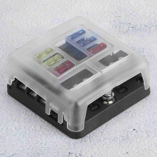 Blade Fuse Holder Box 6-Way 12-36V with LED Negative Insert for Vehicles
