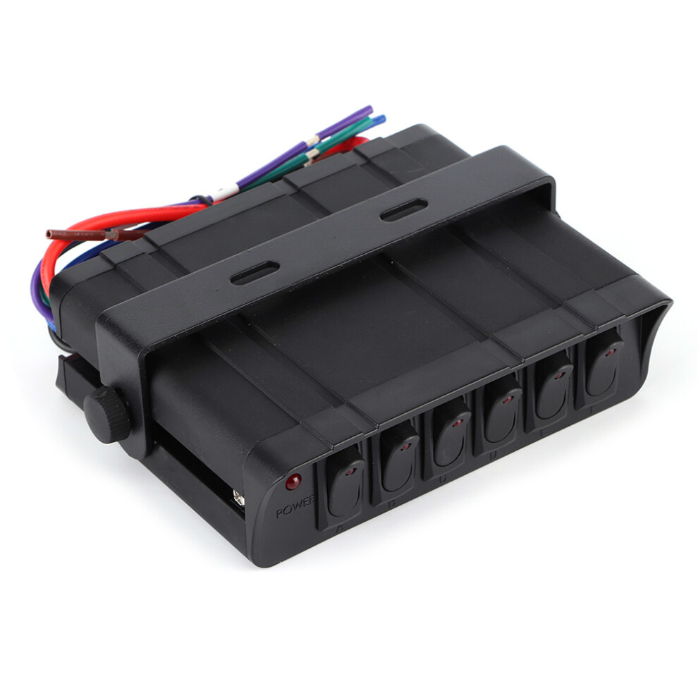 Car Marine Rv Yacht 6-Gang Rocker Switch Box Controller 3P 12-24V Red/Light 4141361655860