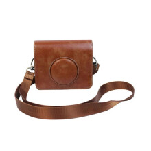 (orange) Protective Case for Mini EVO Instant Film Camera PU Leather Bag Cover with Removable Strap brown