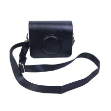 (Black) Protective Case for Mini EVO Instant Film Camera PU Leather Bag Cover with Removable Strap brown