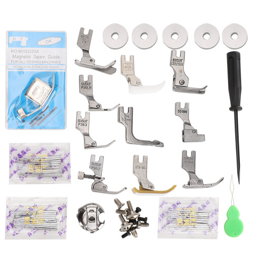 Universal Flat Sewing Machine Presser Foot & Bobbin Case Accessory Kit 1