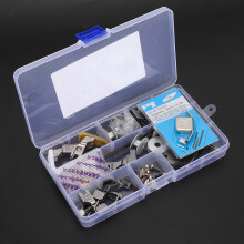 Universal Flat Sewing Machine Presser Foot & Bobbin Case Accessory Kit