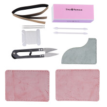 DIY-Lederkartenetui-Set Nebelwachs Rot/Grün mit Werkzeugen