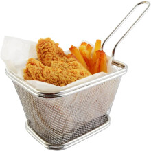 Cestello per patatine fritte, robusto e durevole cestello per friggitrice in acciaio inossidabile per uso domestico e commerciale, facile da usare e