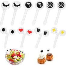 Kawaii Design Party Skewer Vaihtoehto, Söpöt Silmätikut Mini Silmät Sarjakuva Ilme Luovaan Lounasrasia Koristeluun, 10 Kpl Eri Värillisiä