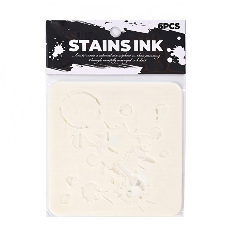 6 Pcs Ink Dots Stencils Drawing Templates-Mottled Ink Traces 7754000371525