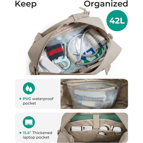 Multi Functional Tennis Training Bag With Organizer-Khaki 2