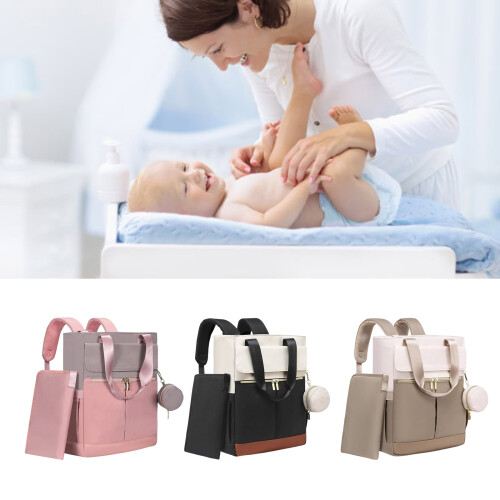 Multipurpose Diaper Organizer Bag With Ergonomic Shoulder-Pink 2