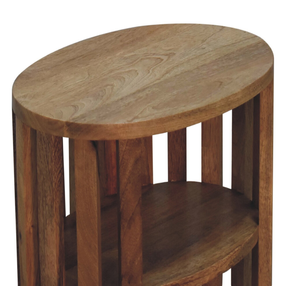 Solid Wood Ariella Bedside with Double Shelf in Brown Oak Effect Functional and Stylish for Bedroom Furniture-image-OPC-PMZDDDZ-NEW