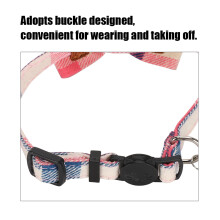 Cats Pink Bowtie Collar with Bell Soft Plaid Cloth Cute Pet Decoration
