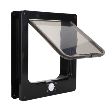 4-Way Locking Pet Door Flap for Cats/Dogs Security Gate - Black ABS