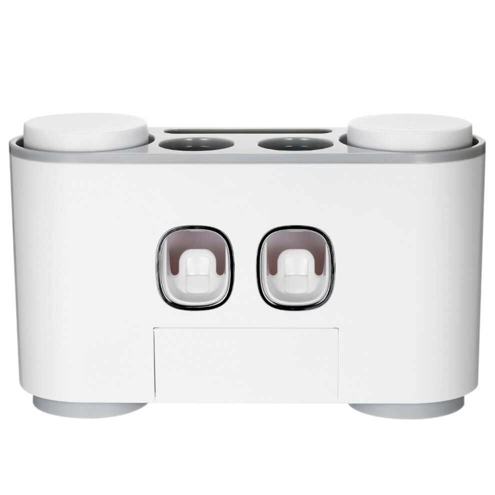 Wall-Mounted Toothbrush & Toothpaste Dispenser Set, 5 Slots, 4 Cups, Gray 4261361666830