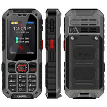 (Grey AU Plug) UNIWA S9 2.4-inch Rugged Cellphone IP68 Waterproof 4G Mobile Phone with Flashlight