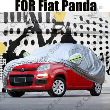 (color silver, For Fiat Panda) Suitable Outdoor Car Cover Auto Anti-UV Sun Shade Rain Snow Resistant Dust Proof Cover For Fiat Panda