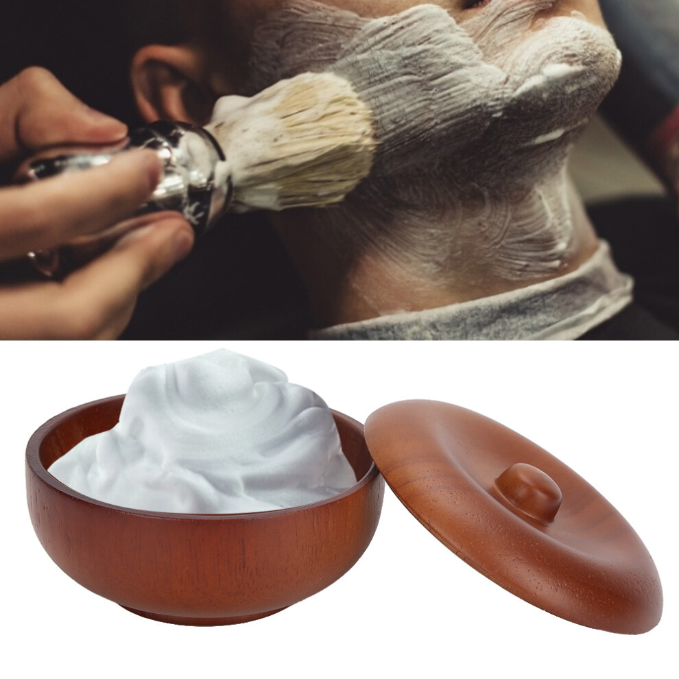 Wooden Shaving Brush Bowl 9.6cm Rubber Wood Barber Tool Durable